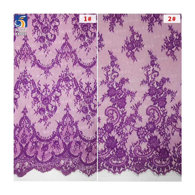 YX902 New 2025 Design Sky Blue Polyester Elegant Eyelash Lace Fabric for Home Textiles
