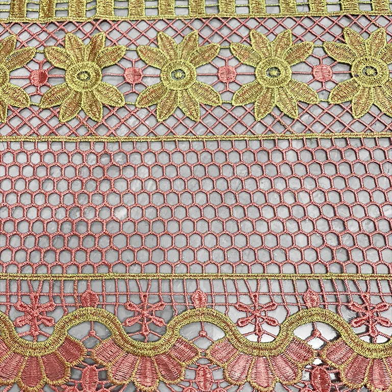 YX1079 Lowest Price on the Entire Network Multi-Colored Polyester Milk Silk Flowers Lace Embroidered Fabric Ethnic Style