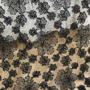 YX538 2027 New Products Hook Flowers Mesh Embroidery Fabric Dresses Women White Tulle Embroidery Fabric