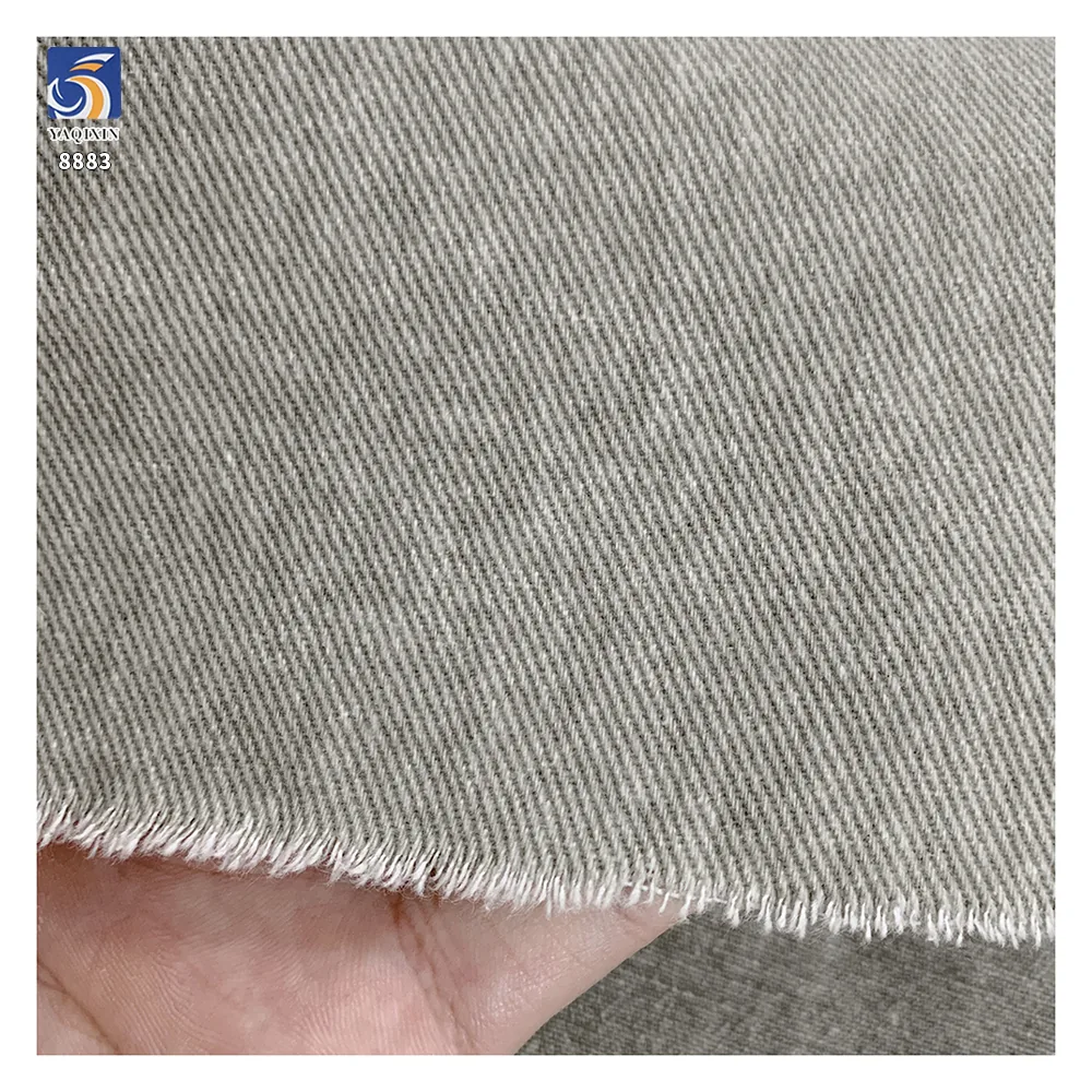 A8883 10*10 310g Factory-Made China Heavy Weight Washed Light Gray Twill Cotton Fabric for Jacket Shirt Garments