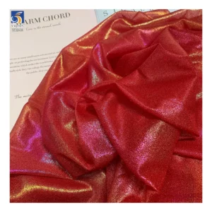 YX940 100gsm Dreamlike 100% Polyester Glossy Holographic Fabric Knit Fantasy Hot Film Glitter Lurex Chiffon Fabric