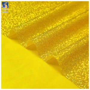 A002-1 Fashionable Fabrics Bikini Stage Costume Clothing Golden Green Lurex Laser Foil Glitter Shiny Knitted Fabrics
