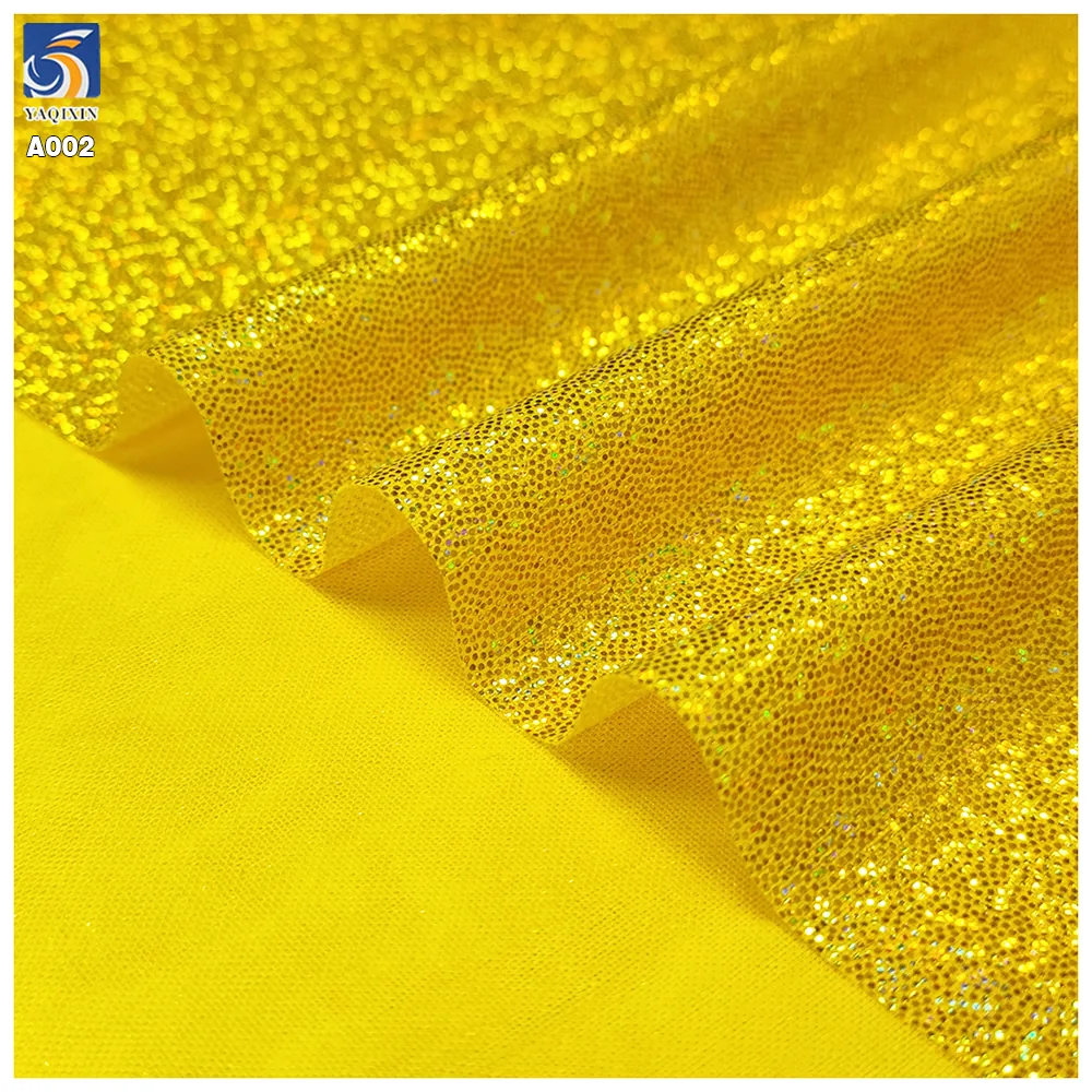 A002-1 Fashionable Fabrics Bikini Stage Costume Clothing Golden Green Lurex Laser Foil Glitter Shiny Knitted Fabrics