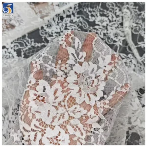 YX1534 Large Floral Non Stretch Polyester Jacquard Chantilly Mesh Lace Fabric for Women's Dresses and Fashion Apparel