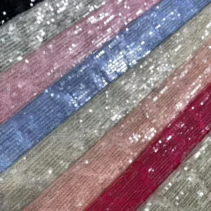 YX1418 250gsm 5mm Transparent Silver Dots Sequins 100% Polyester Tulle Fabric Fashionable Evening Dress Sequin Fabric