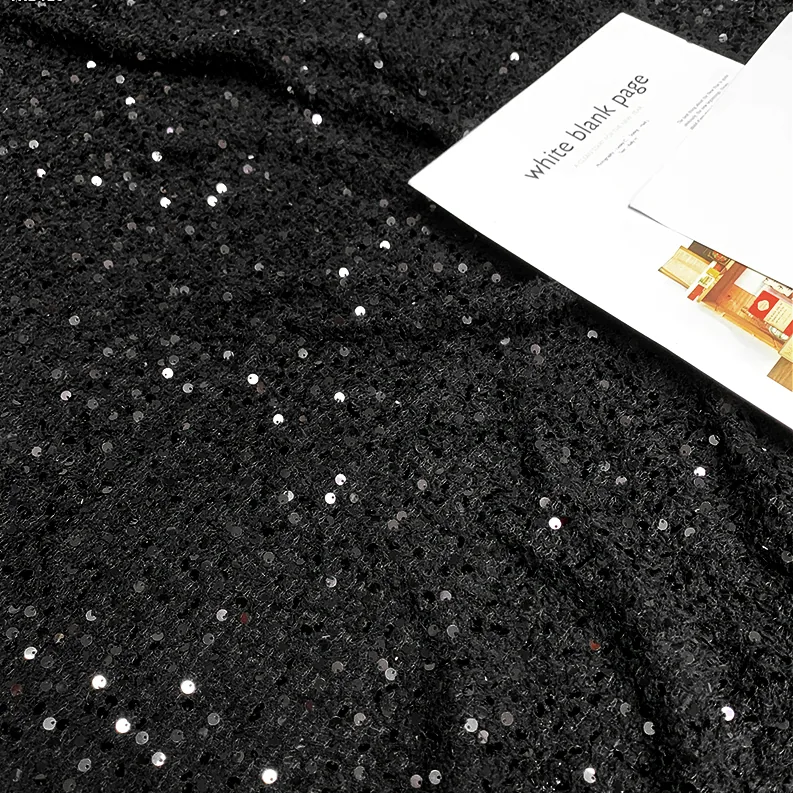YX1419 2026 New 60% Polyester 15% Wool Sequin Pink Tweed Fabric for Women's Dress and Clothing
