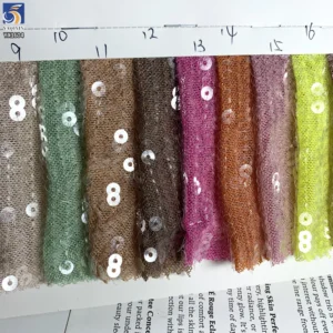 YX1604 250gsm 5mm Clear Sequin Mesh Fabric Stretch Transparent Sequin Textile for Dresses Lingerie and Fashion Apparel