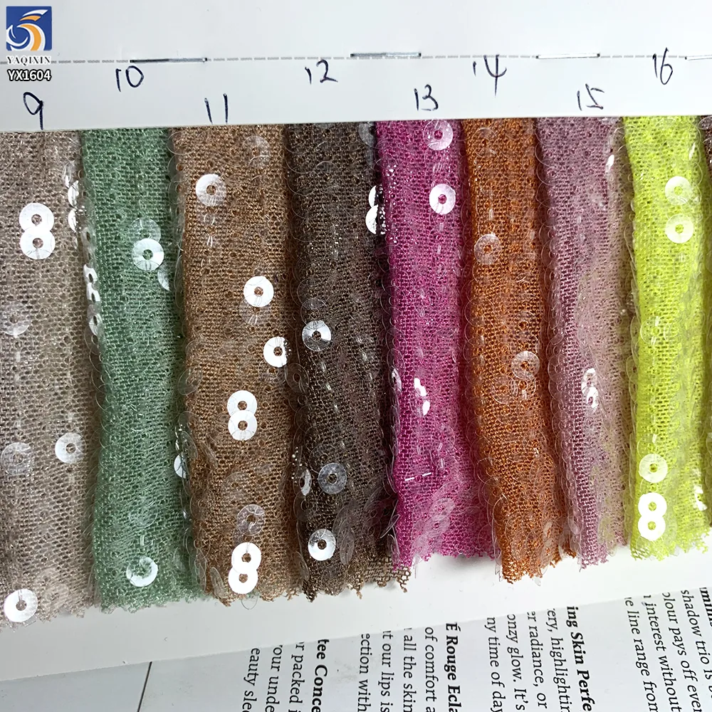 YX1604 250gsm 5mm Clear Sequin Mesh Fabric Stretch Transparent Sequin Textile for Dresses Lingerie and Fashion Apparel