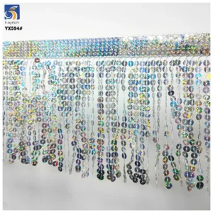 YX594 Hot Selling New Design Stage Garment Accessories Embroidery Sequins Trimmings Tassel Sequins Lace Trim