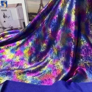 YX1585 Rainbow Metallic Foil Chiffon Fabric Soft With Holographic Foil Finish for Women Apparel Dresses and Costumes