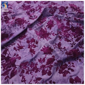 YX620 Factory Supports Custom Noble Purple Chinese Stretch Cheongsam Dress Fabric Elastic Floral Flocked Knitted Fabric