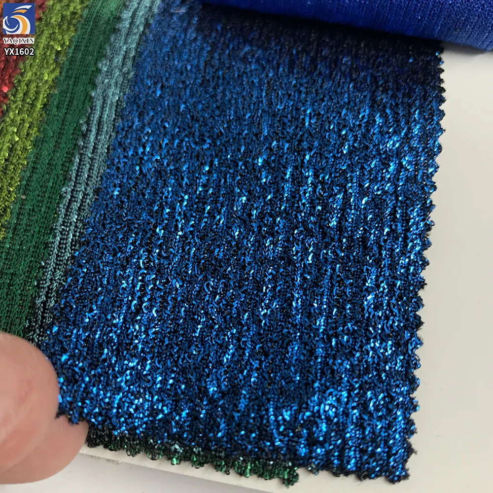 YX1602 Metallic Foil Fabric Firm Knit 100 Polyester Material for Corset Bodice Evening Gown and Structured Fashion