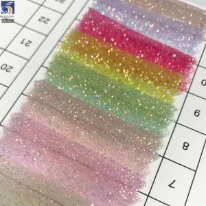 YX1603 60gsm Holographic Glitter Organza Fabric Sparkle Sheer Textile for Evening Dresses Prom Gowns and Fashion Apparel