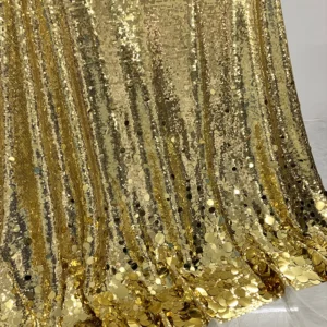 YX1512 European Style Gold Large Paillette Sequin Embroidery Fabric for Evening Dress Skirt and Luxury Fashion Garments
