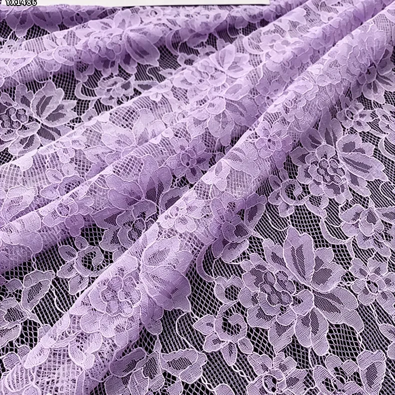 YX1486 Wholesale White Polyester Floral Lace Fabric for Dressmaking Apparel and Garment Vintage