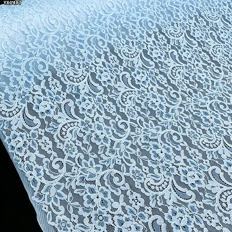 YX1487 160X150CM 70 Cotton 30 Nylon Eyelash Lace Fabric Corded Floral Textile for Women Dresses and Tops