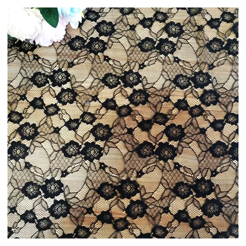 Sapphire Blue Small Floral Jacquard Mesh Lace Fabric for Women African Nigerian Chantilly Lace Fabric 1 Yard MOQ