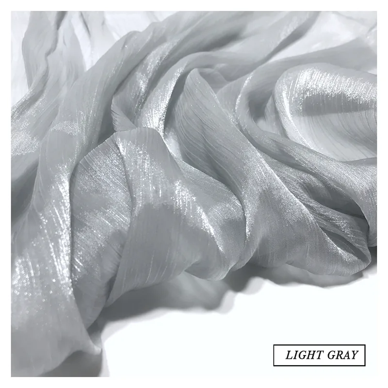 YX2073 Premium 100%Polyester Crepe Crinkle Silk Satin Organza Fabric Bridal Wedding Shiny Chiffon Dress Fabric