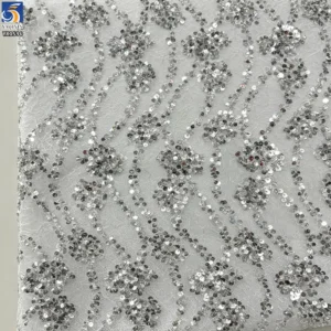 YX1596 Embroidered Sequin Lace Fabric Sparkly Floral Mesh for Dresses Gowns and Designer Womenswear