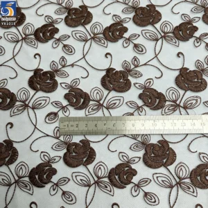YX1018 2026 Latest Design Polyester Roses Flowers China Embroidery Fabric Poly Mesh Fabrics for Home Textiles and Clothing