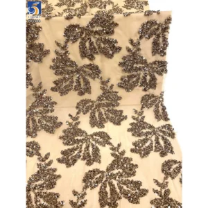 YX1528 Wholesale Shiny Floral Sequin Embroidery Chiffon Fabric for Evening Dress