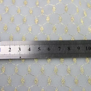 F508 Luxury Wedding Veil Dress Tulle Fabric Polyester Golden Dots Jacquard Mesh Tulle Fabric for Bride