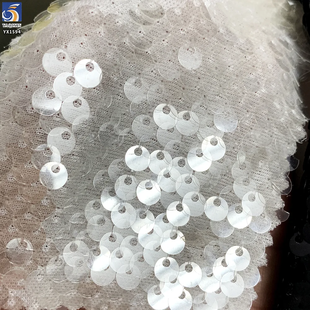 YX1594 Fish Scale Sequin Fabric 5MM Dense Shiny Sequins for Dresses Gowns Stage Wear and Fashion Apparel