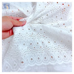 White Dry Lace Fabric 100 Cotton Lace Fabric for African Wedding Eyelet Embroidery Cotton Swiss Voile Lace Fabric