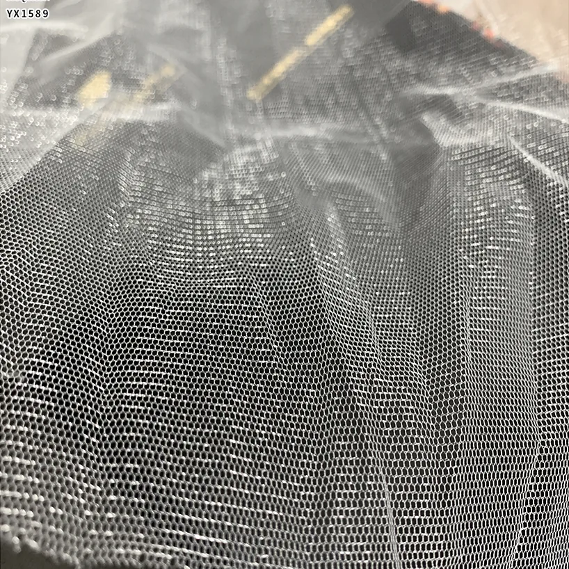 YX1589 Glossy Tulle Fabric Sheer Transparent Mesh 20D Polyester for Bridal Wedding Gowns and Evening Dresses