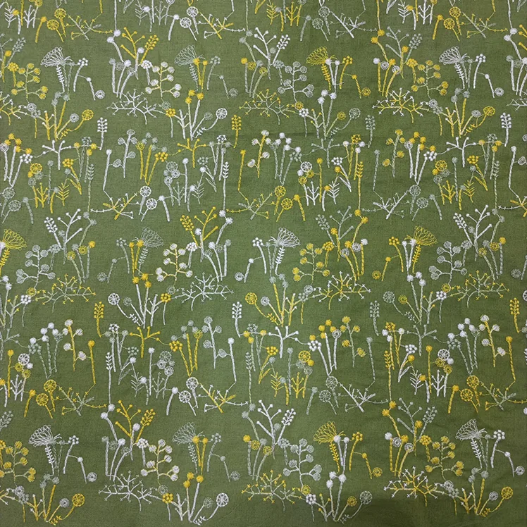 YX706 High Fashion Italian Style Small Florals Embroidered Fabric 30 Linen 70 Cotton Ramie Cotton Embroidery Fabric Florals