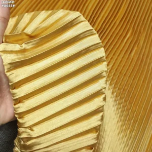 YX657-1 Gold Polyester Shiny Satin Party Dress Fabric by the Yard Soft Customized Shiny Pleated Satin Fabric