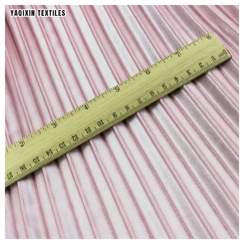 Golden Polyester Shiny Accordion Pleated Satin Fabric High-End Opaque Dress Duchess Satin Like Silk Fabric