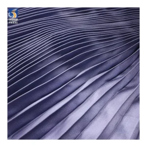 YX931 Lilac 3cm 100 Polyester Satin Pleated Fabric Stretch Glossy Silk Satin Accordion Pleated Fabric for Ladies Dresses