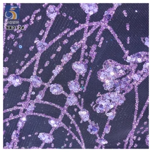 YX312 Customized Glitter Dust Sequins Tulle Lace Fabric for Women's High-End Dress Shiny Glitter Lace Tulle Fabric