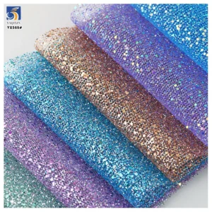 YX569 Multicolor 2025 Large Glitter Fabric Knit Mesh Sparkle Shiny Glitter Mesh Fabric for Wedding Bride Dresses