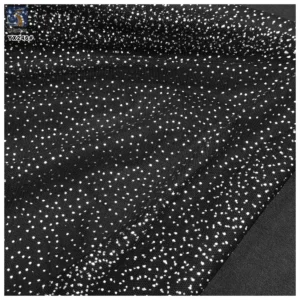 YX246-1 Non-Falling Wholesale Black Polyester Bridal Wedding Silver Glitter Sparkly Tulle Dot Mesh Fabric