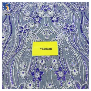 YX483 China Custom Lace Wedding Tulle Fabrics Luxury Sparkle Glitter Mesh Tulle Fabric for Middle Eastern Bride