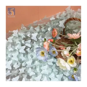 TDS004 OEM ODM 3D Butterfly Design 100% Polyester Eco-Friendly Breathable Tulle Mesh Fabric for Women's Girls Dance Dress