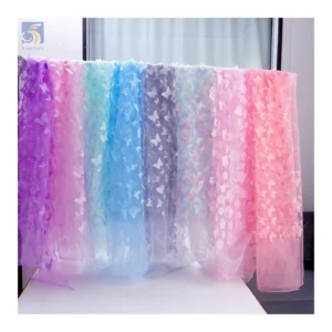 Wholesale Ready Made 3D butterfly Embroidery Tulle Lace Fabric with Advantageous Price for Girls Clothing with zero MOQ