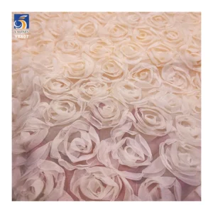YX807 2025 Fashion Popular America 3D Embroidery Flowers Rose Knitted Mesh Tulle Fabric for Dresses Summer Women
