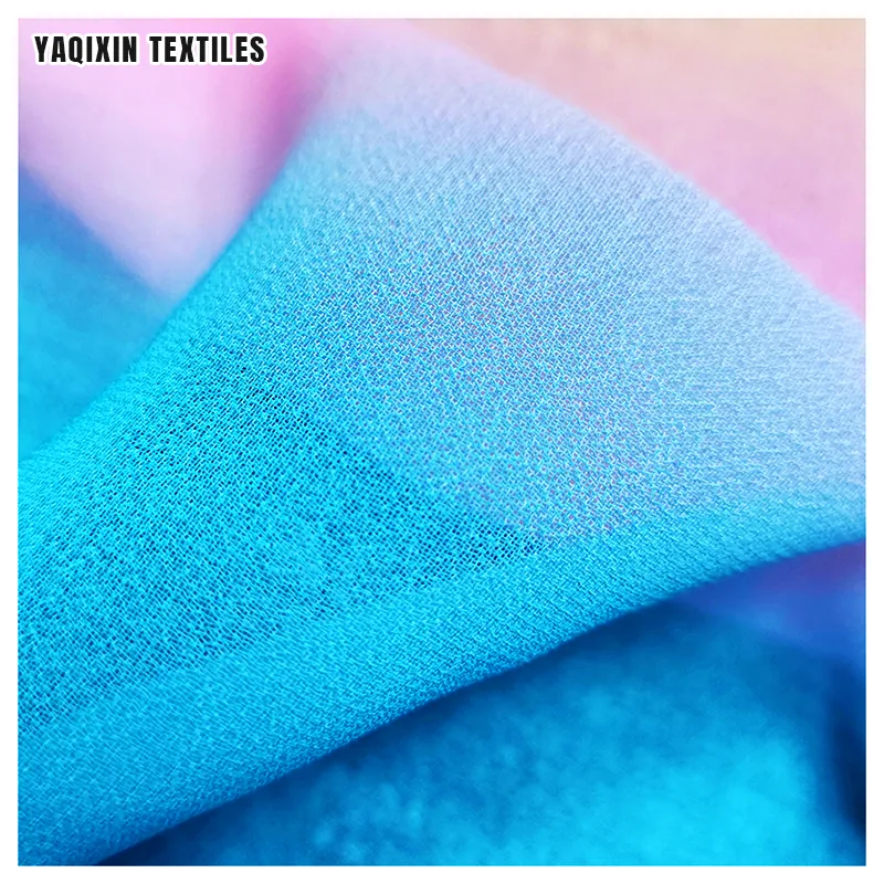 TH706-2 YAQIXIN Textile Designer Luxury Poly Material Gradient Dye Woven Pearl Chiffon Fabric for Wedding Decoration
