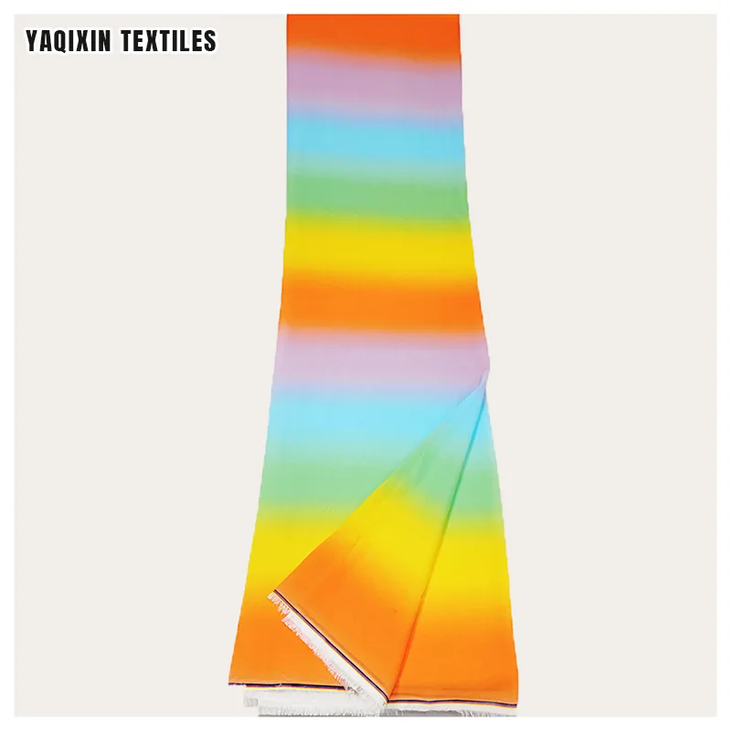 YX2157 New Trends 100D Colorful Moss Crepe Pearl Chiffon Fabric for Dress Polyester Ombre Rainbow Chiffon Print Fabric