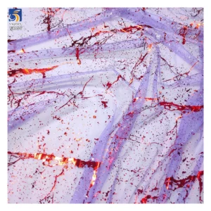 YX956-2 New Style Multi Color Foil Printing Tulle Halloween Festival Fabric Fashion Spraying Print Mesh Fabric for Home Textile