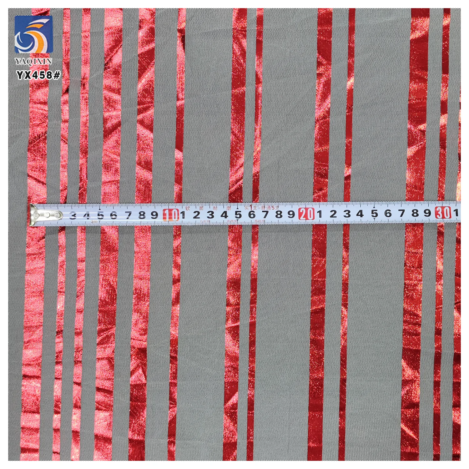 YX458 New Stripes Tulle Hot Foil Stamping Print Polyester Mesh Christmas Striped Fabric Candy Cane Stripes Tulle Fabric