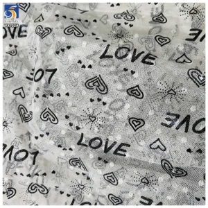 YX722 Valentine's Day Jacquard Tulle Fabric With Black Heart Pattern Lightweight Mesh Fabric for Dresses Crafts