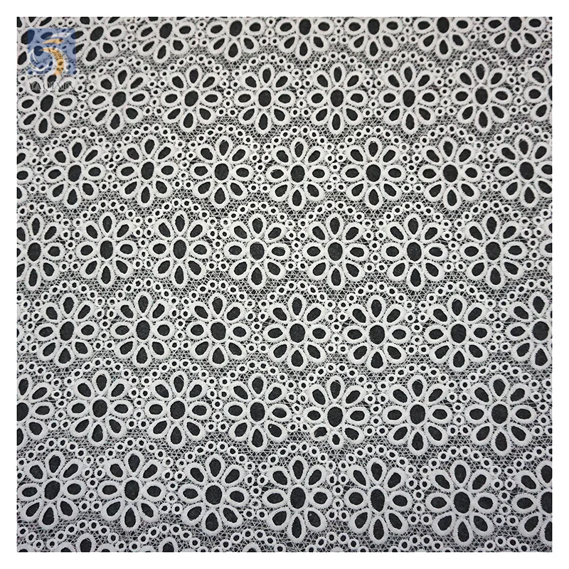 YX2440 Reasonable Price African Lace Fabric White Hollow Out Eyelet Water Soluble Embroidery Milk Silk Lace Fabric