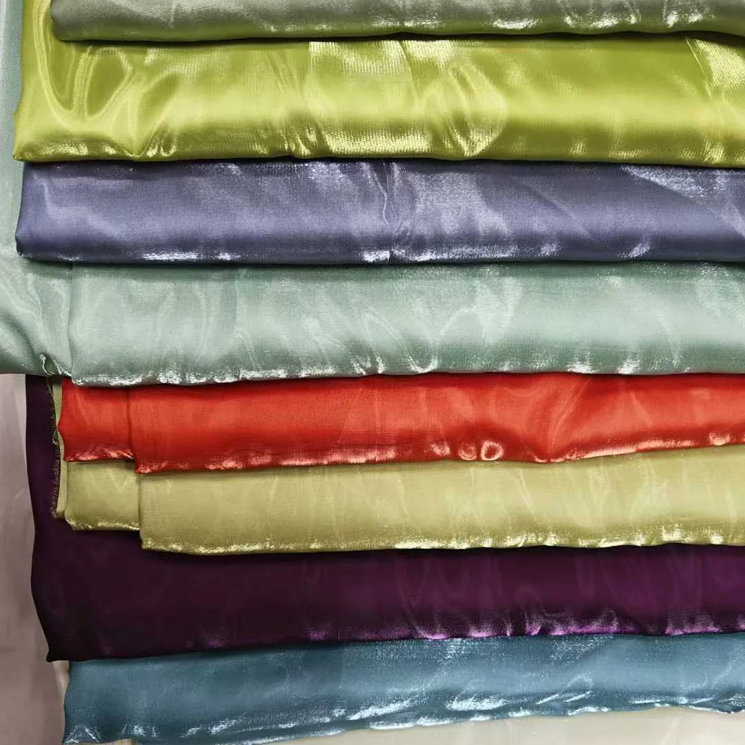 YX60 Luxury Shiny Metallic Reflective 100% Polyester Liquid Organza Satin Fabric Soft Satin Liquid Mikado Fabric