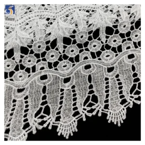 YX1069 African Milk Silk Poly Embroidery Cord Lace Water-Soluble Fabric Glossy Floral Embroidered Dress Lace Fabric for Women
