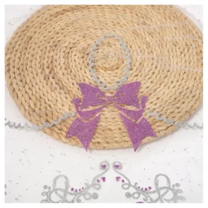 YX2010 Purple Printed Mesh Fabric With Bow Pattern, Colorful Print Material for Kids Snow Queen Princess Dance Dress