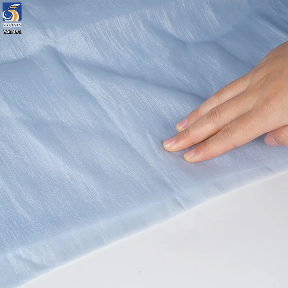 YX1491 10D*20D 25gsm 52% Polyester 48% Nylon Lightweight Crinkle Organza Fabric Soft Sheer Textile for Womens Dresses Kidswear